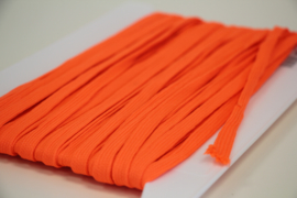 Plat koord/ veterband dubbeldik 9mm neon oranje, per meter