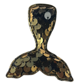 Zeemeerminstaart met pailletten 50x60 mm GOUD-ZILVER