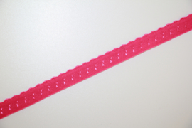 Elastische biaisband met schulprandje (vouwkant) fuchsia roze 10mm per 0,5 meter