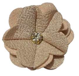 Stoffen bloem 4,5 cm beige met bling bling steentje