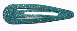 Klik klak haarspeldje glitter aquablauw 5cm, per stuk