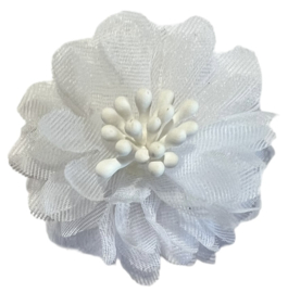 Chiffon bloem 4 cm wit