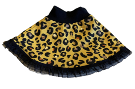 Tricot rokje geel met panter foil print babyborn pop 43 cm