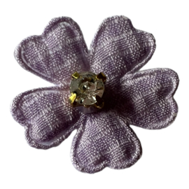 Bloemetje lila met ruitje en steentje 22mm