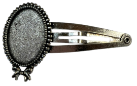Klik-klak haarspeld met sierrand oud zilver, setting 18x25 mm