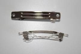 French Barrette clip 6 cm zilverkleur, per stuk