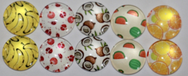 Glas cabochons 12 mm fruit (2): 10 stuks