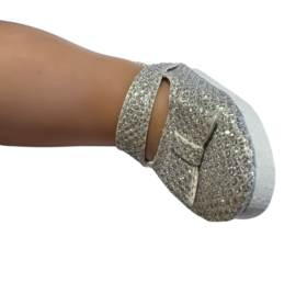 Ballerina zilver met bandje en strikje voor babyborn