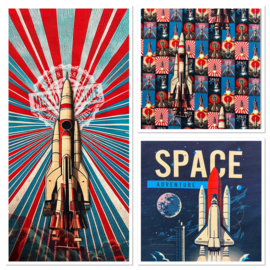 Panel French terry tricot: Rocket to the sky 75x150 cm Stenzo