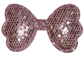 Applicatie strik glitter 30 x50mm, roze