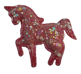 Unicorn applicatie glitter 60x55 mm roze