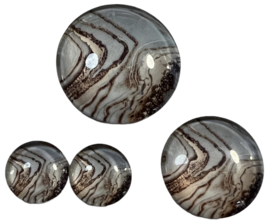 12 mm glascabochon brons/lichtgoud/grijs, per 2 stuks