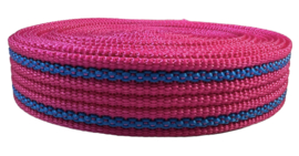 Tassenband fuchsia/ kobalt 25mm EXTRA STEVIG, per 0,5 meter