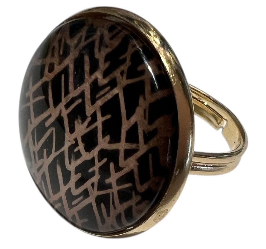 Ring dia 16 mm  kleur light gold met setting 20 mm, per stuk