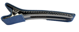 Alligator haarclipje 50x10 mm met stof bekleed; blauw