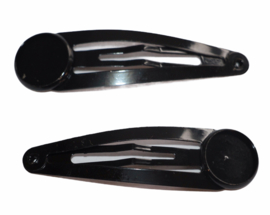 Klik-klak haarspeldje zwart 5,5 cm met 12 mm cabochon setting