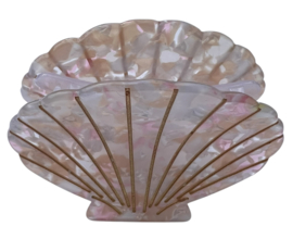 Haarklem schelp groot 60x40 mm lila/roze+ goud