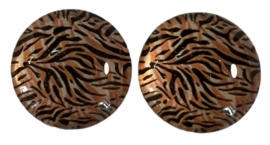 12 mm glascabochon dierenprint bruin/beige/zwart, per 2 stuks