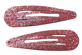 Klik klak haarspeldje glitter roze 5cm, per stuk