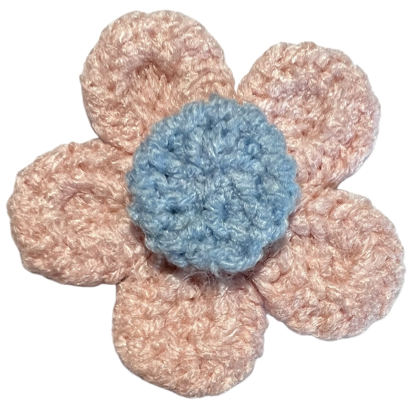 Bloem wol lichtroze/lichtblauw 45 mm