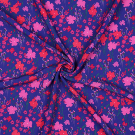 Lenzing Ecovero digital: flowers cobalt, per 25 cm