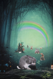 French terry panel digitale tricot: Animals & rainbow  120x150 cm (Stenzo)