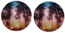 12 mm glascabochon palmen, per 2 stuks