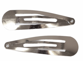 Klik-klak haarspeldje zilverkleurig  7 cm, per stuk