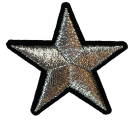 Applicatie ster zwart/zilver 4,8 x 4,8 cm