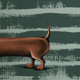 French Terry paneel: Emerald Dachshund Berny by Thorsten Berger, 80x150 cm