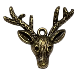 Rendier groot bronskleur 38x32 mm, per stuk