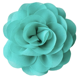 Stoffen bloem 8 cm turquoise