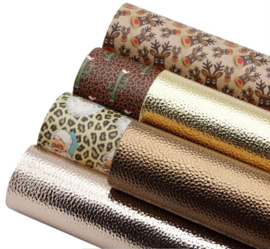 6x PU leer A4 lapjes; Kerst
