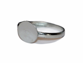 Verstelbare kinderring ca 14 mm zilverkleur met plakvlak 8 mm