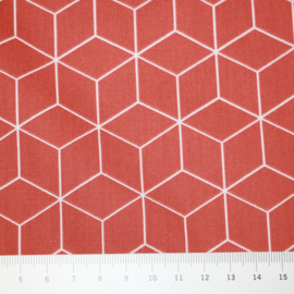 Katoen: cubes roestrood, 170x 150 cm coupon