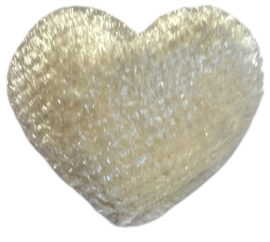 Fluweel hartje met spiegeltje op achterzijde 15x18 mm, lichtbeige