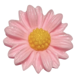 Flatback bloemetje roze/geel 22 mm