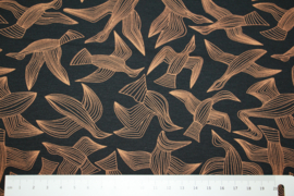 Tricot: Birds zwart/bruin Mies & Moos per 25 cm