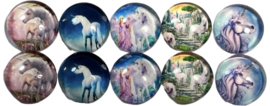 Glas cabochons 12 mm unicorn: 10 stuks