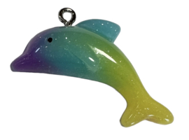 Dolfijn hangertje lila/blauw/groen/geel, per stuk
