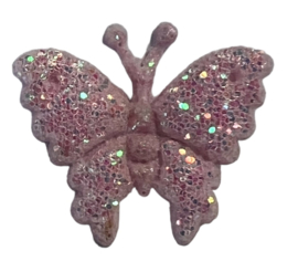Mini vlindertje roze glitter 20x16 mm