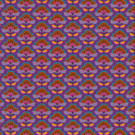 Katoen poplin: abstract flower purple (Qjutie), per 25 cm