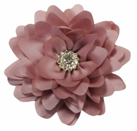 Stoffen bloem 8 cm met rhinestone, oudroze