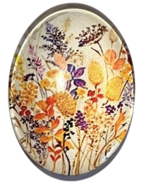 Glas cabochon veldboeket 18 x 25 mm
