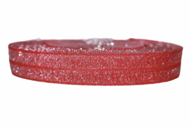 Elastisch band glitter rood 16 mm per 0,5 meter