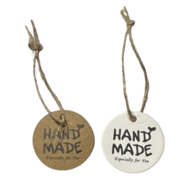 Handmade kaartjes bruin-zwart 30 mm, per 10 stuks