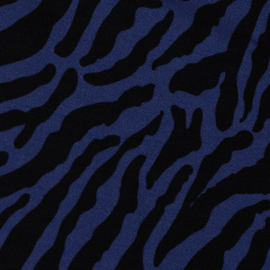Viscose (geweven): Klara zwart/royal blue zebra print (Swafing) , per 25 cm
