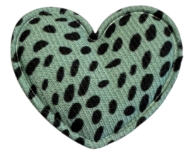 Applicatie hart mint/zwart 34x30 mm