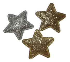 Applicatie glitter lichtgoud ster 40 mm