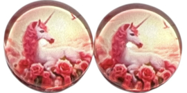 12 mm glas cabochon unicorn, per 2 stuks